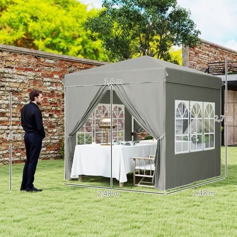 Pavillon 2,5 x 2,5 m, déperlant, robuste, pliable et résistant à l'hiver, protection UV 50+, tente de réception pliable, tente de jardin avec 4 panneaux latéraux et sac de rangement, pavillon de jardi (1/5)