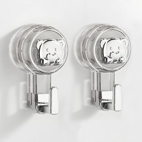 Accroche Serviette Salle de Bain, Crochet Ventouse Extra Puissantes Réutilisables pour Salle de Bain, Cuisine, Camping & Voiture, Bathroom Towel Suction Hooks (Silver+Clear, 11.26.24.3cm2)
