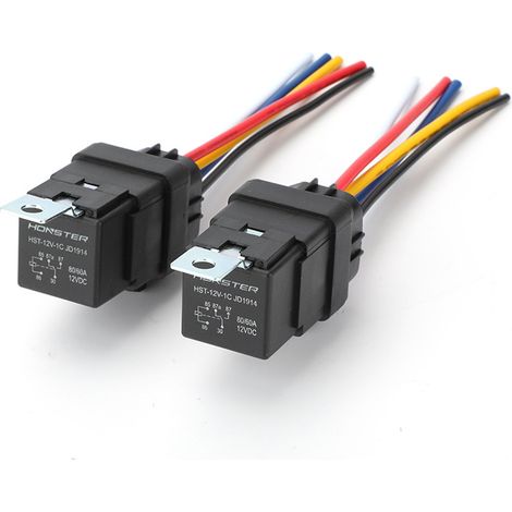Waterproof 80A 12V 5-pin relay (2-pack) - Universal 4/5-pin automotive relay - Single coil relay 80A/12V 5-pin (2-pack)--DTEKGAZ