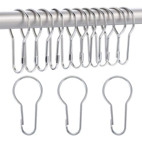Set mit 40 robusten Duschvorhangringen aus Metall – Aufhängehaken für Standard-Duschvorhangstangen – Einfache, werkzeuglose Montage
