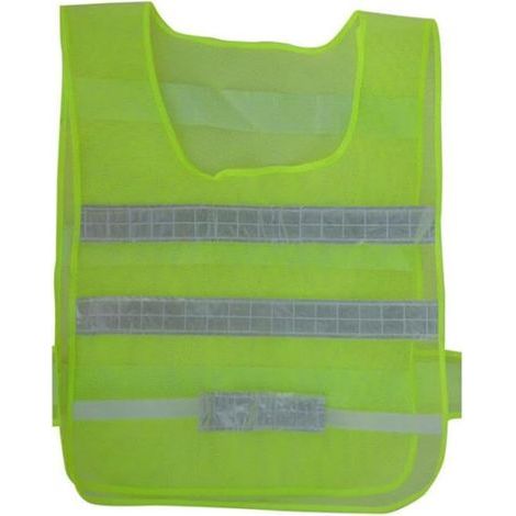 Gilet de sécurité jaune avec double bandes réfléchissantes horizontales, gilet fluorescent haute visibilité, vêtements en maille réfléchissante pour la protection de transition routière