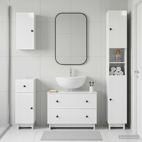 vidaXL Juego de armarios de baño de 4 piezas EDE Blanco Brillante (1/5)