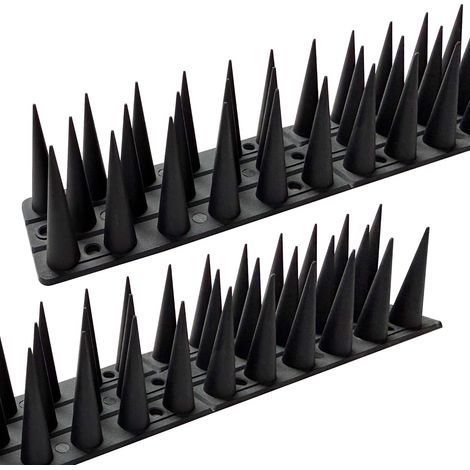 Set of two plastic bird spikes, suitable for pigeons, squirrels, raccoons and cats. Black. (43 × 4 × 3.5 cm) (1/5)