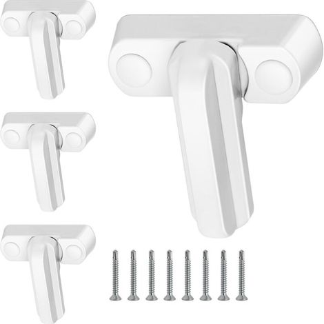 Lot de 4 verrous de fenêtre - Verrous pivotants avec vis de fixation pour portes et fenêtres en PVC (1/5)