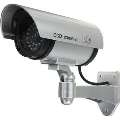 kwmobile camera dummy surveillance camera dummy - fake camera with red LED light - deceptively real for wall ceiling - requires 2xAA batteries