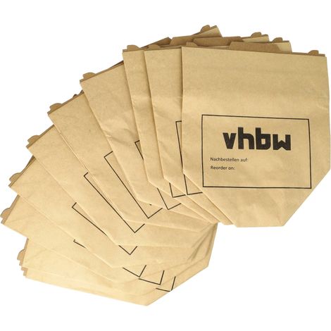 vhbw 10x sacchetto compatibile con Vorwerk folletto VK131SC aspirapolvere - in carta, 24,5cm x 20,5cm, marrone