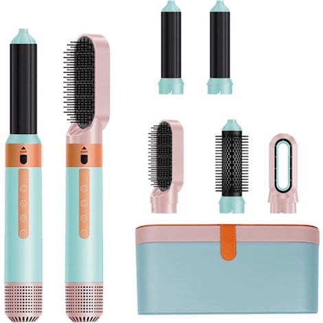 Un sèche-cheveux 5 en 1 de haute qualité avec peigne rotatif, peigne à air chaud et fer à friser : le cadeau de Noël idéal. (1/5)