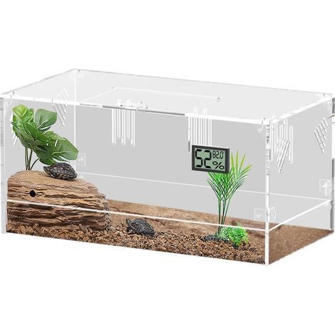 Acryl-Terrarium, 360°-Panoramablick, integriertes Hygrometer, für Reptilien, Insekten, Spinnen (1/5)