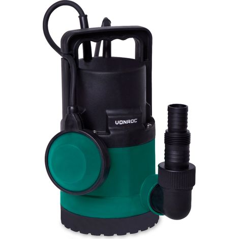 VONROC Bomba sumergible /Bomba de agua 300W - 6500l/h - Para agua limpia y ligeramente contaminada - Con interruptor de flotador