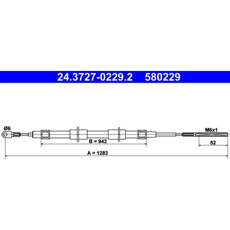 Tirette à câble, frein de stationnement ATE 24.3727-0229.2 BMW 34 40 1 166 055
