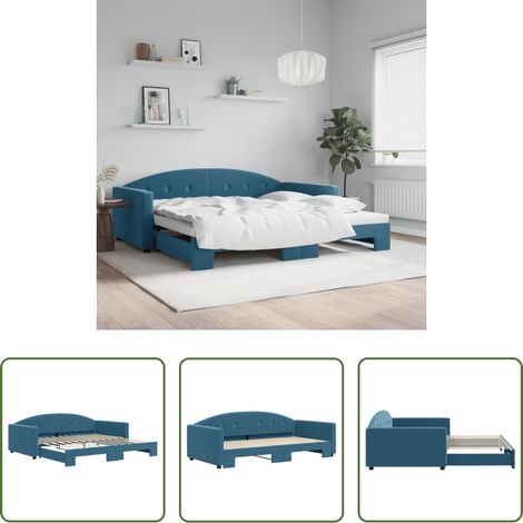 vidaXL Sofa-Bett - Tagesbett Ausziehbar Blau 100x200 cm Samt (1/5)