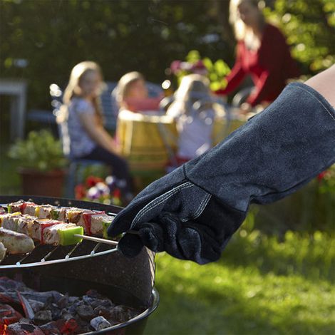1 Paire de Gants de Protection en Cuir pour Soudure, Barbecue et Four Haute Température (1/5)