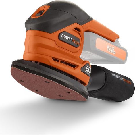 Powerplus Ponceuse à Main Sans Fil POWDP50200 - 20 V Ponceuse Batterie Multifonction, 1 Feuille de Papier Abrasif, Sac de Collecte des Poussières, sans Batterie ni Chargeur (1/5)