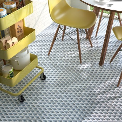 Carrelage grès cérame effet carreau de ciment DIAMANTE 15x15 cm Bleu -  - boîte de 0.50 m2 (1/3)
