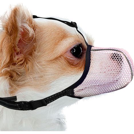 Dog Muzzle Breathable Soft Dog Muzzle for Extra Small Dogs - Anti-Bark Biting and Chewing - Reflective and Adjustable Dog Muzzle with Breathable Mesh for (1/5)