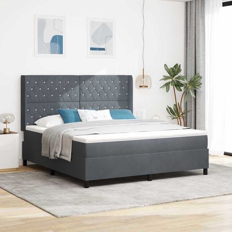 Cama tipo Box Spring Gris oscuro 180 x 200 cm Terciopelo (1/5)