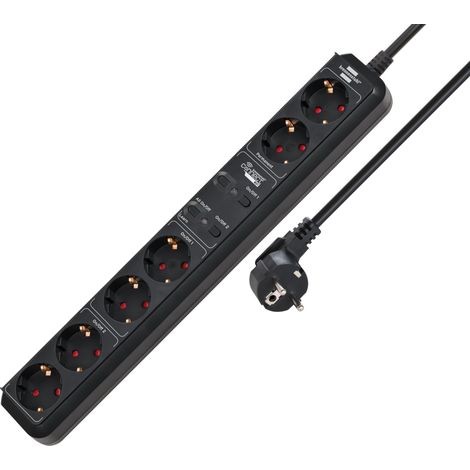 Brennenstuhl Connect Regleta Inteligente Eco-Line WS EL0102 con 6 Tomas programable (Regleta WiFi, Control por App o Voz, aplicación Gratuita, Compatible con Alexa y Google Assistant) Negro