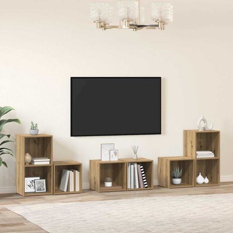 TV-Schrankset Wandmontiert 6 pcs Artisan-Eiche Holzwerkstoff