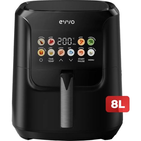 Freidora sin aceite EVVO Tasty Fryer Advance 8L, capacidad 8 l, hasta 200ºC, 2000W, panel táctil, doble resistencia