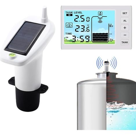 Détecteur de niveau par ultrasons, jauge de niveau pour citerne, capteur de niveau par ultrasons (fonctionnant sur piles) avec écran séparé, multifonctionnel ultrasonique pour réservoir d’eau et