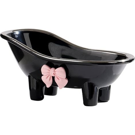 2 mini jaboneras de cerámica negra – Ø14cm, con lazos rosas (1/5)