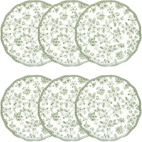Lot de 6 Assiettes à Dessert "Lisière" 21cm Vert (1/5)