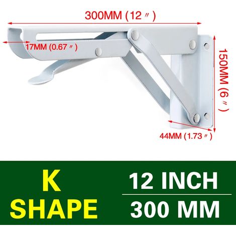 (Blanc 30 cm - FR) 2 équerres pliantes triangulaires pour étagère, support robuste, réglables, fixation murale, banc, table, quincaillerie pour meubles (1/5)