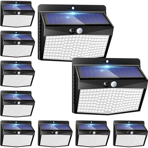 [Lot de 10 Lampe Solaire Exterieur, 138LED Lumiere Solaire Exterieur avec Detecteur de Mouvement Étanche 3 Modes Eclairage Exterieur Solaire Spot Led Sans Fil pour Jardin,Terrasse,Garage (1/5)