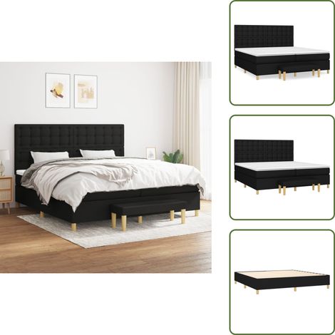 Materasso letto - vidaXL Giroletto a Molle con Materasso Nero 200x200 cm in Tessuto - Panca multifunzionale