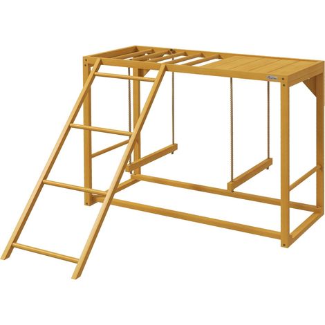 Hühner-Spielgerüst aus Holz, Spielplatz für Hühner mit Schaukeln und Leiter Hühner-Klettergerüst für 3-4 Hühner Naturholz