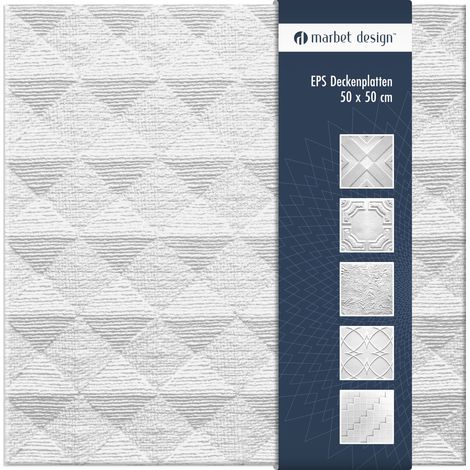 Marbet Design dalles plafond polystyrène EPS blanc 30 décors différents 50x50cm paquet économique: Pyrmont, Forfait maximum (meilleur prix)