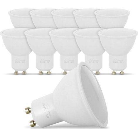 Lot de 10 Ampoules LED GU10 5W eq. Blanc Chaud, 3000K, Facile à installer et à utiliser (1/4)