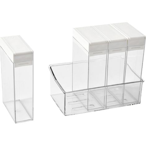 4-teiliges luftdichtes, transparentes Gewürzset, Behälter für Zucker und Salz, Küchengewürz-Organizer (1/5)