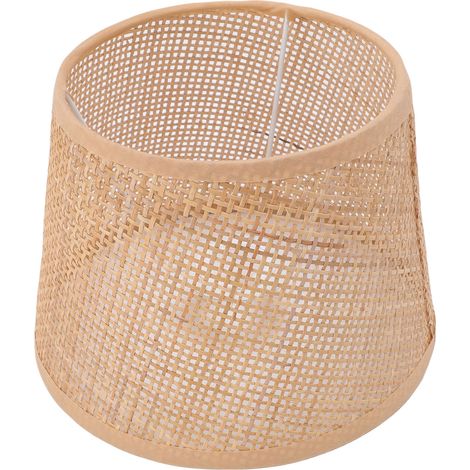Abat-jour rétro fait main en rotin tissé compatible E27 E14 pour lampe de table plafonnier suspension (1/5)