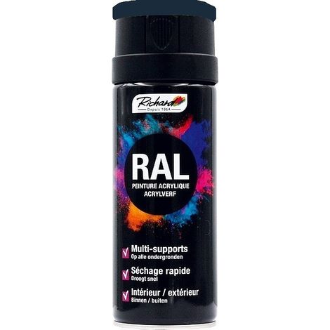 Aérosol peinture acrylique RICHARD tous supports RAL Bleu 400 ml Couleur RAL: RAL 5011 BLEU ACIER (1/2)