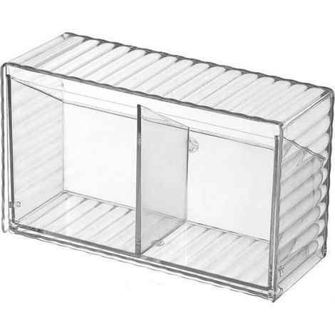Boîte de rangement murale pour cosmétiques, en plastique sans perforation, à 2 compartiments, pour la salle de bain. (1/5)