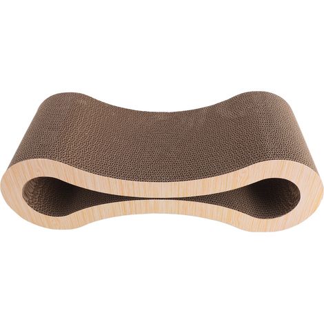 Grattoir pour chat, meuble de protection pour salon, lit en carton ondulé, très épais, ergonomique, Grain de bois clair (1/5)