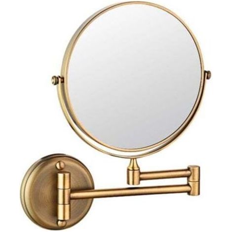FENOPLASTICAMiroir de salle de bain mural rotatif double face de 6 pouces, pliable et rétractable, grossissement 5x (style rétro). (1/4)