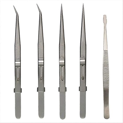 Set mit 5 Präzisionspinzetten – Antistatische Edelstahlpinzette (1/5)