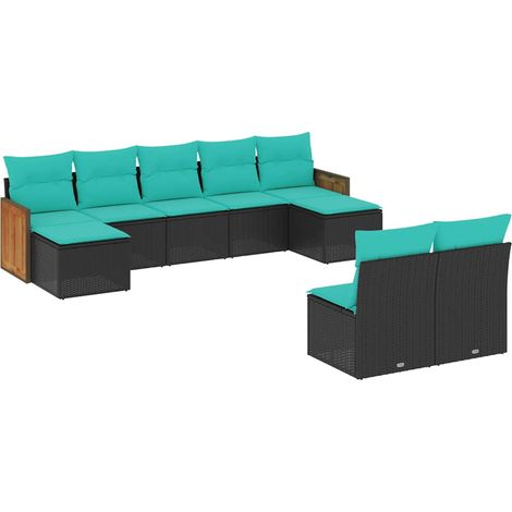 Maison Exclusive - 9-teiliges Gartensofa-Set mit Kissen, schwarze (1/5)