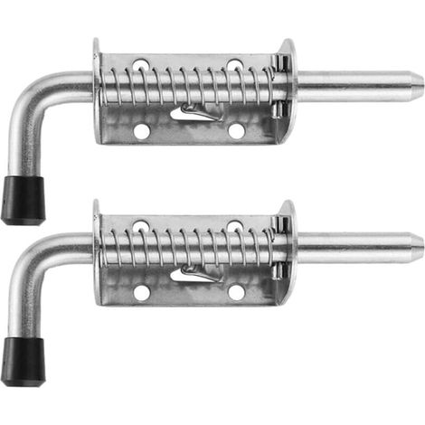 Boulon de serrure de porte coulissante, boulon de serrure de porte, 2 pièces de 5 pouces en acier inoxydable à ressort, goupille de verrouillage, boulon de baril, serrure de porte épaisse de 2 mm (1/5)