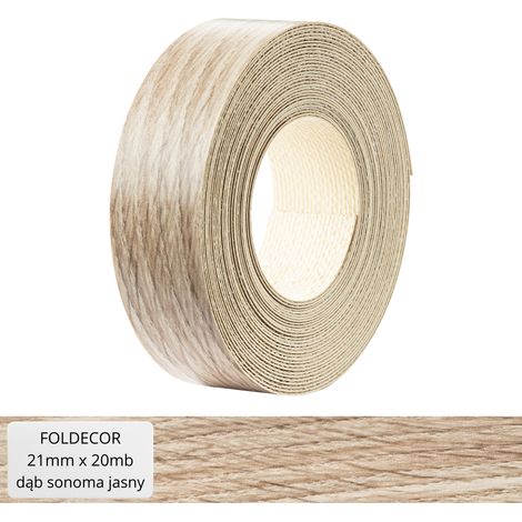 Bordo per mobili in melaminico color rovere Sonoma chiaro con colla a caldo, 21 mm (20 m) (1/5)