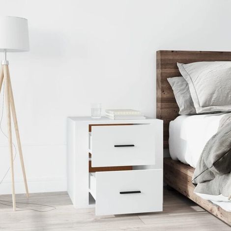 Table de Chevet Blanche 50x39x47 cm, Meuble de Rangement Moderne avec Tiroir, Commode de Nuit pour Chambre à Coucher (1/5)