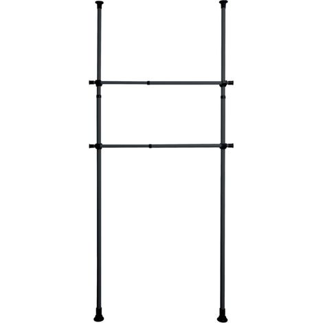 Barre de garde-robe télescopique 75-120 cm – Lot de 2 tringles à vêtements – Métal et ABS – Fixation sans perçage