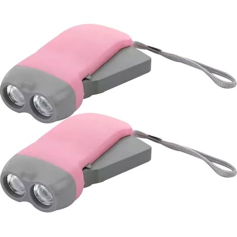 Lot De 2/4/8/10 Lampes De Poche À Manivelle, 2 Lampes De Poche À Dynamo D'urgence À LED, Auto-alimentée, Pour La Pêche, Les Voyages(Pink color,Set 1)