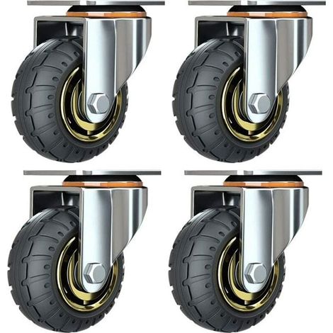 4 pezzi Ruote girevoli universali da 3 pollici senza freni Ruote per carrelli silenziose Ruote girevoli universali Ruote da 75 mm Piastre industriali Ruote da trasporto per mobili FDC (1/5)