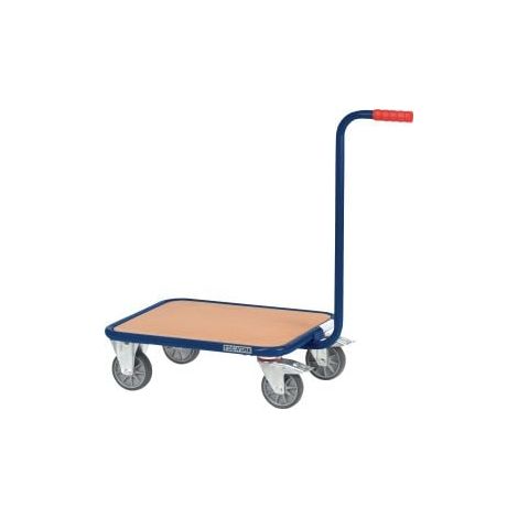 Chariot à pousser L600xL500mm plateforme en bois saphir bleu Capacité de charge 250kg TECWERK (1/2)