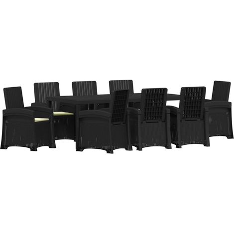 Maison Exclusive - Set da Pranzo per Giardino 9 pz Antracite e Crema PP (1/5)
