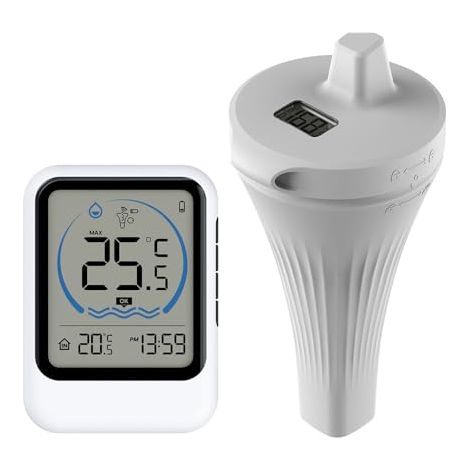 Thermomètre Piscine Sans Fil, Thermomètre de Piscine Flottant avec Capteur Extérieur, Thermomètre Piscine Connecté WiFi pour Spa, Jacuzzi, Baignoire et Étangs (Sans Pile) (1/5)