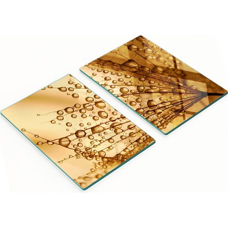 Tablas decorativas de cristal para servir aperitivos con dise帽o de dientes de le贸n, 2x40x52 cm.